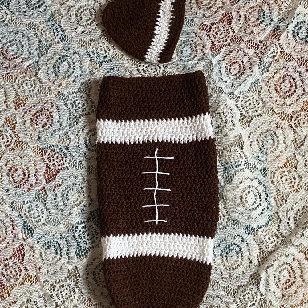 Crochet football cocoon